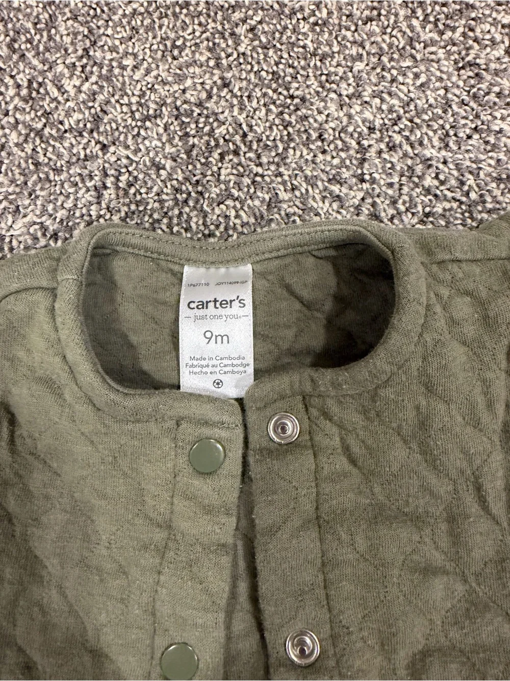 Carter's Olive Green Quilted Baby Vest